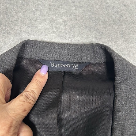 Vintage Burberrys Men's Blazer Sport Coat Jacket 100% Wool Gray FLAWS SEE PICS - Picture 13 of 16